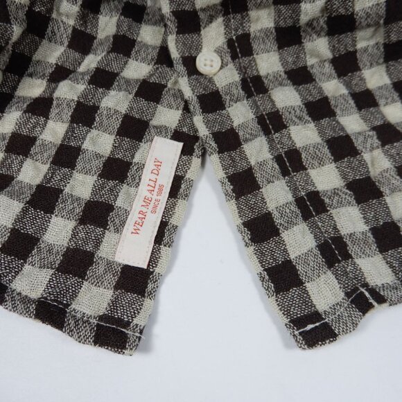 SCOTCH & SODA Check SHIRT Sz S Relaxed Fit Seersucker Brown Wool Blend NEW $178 - Picture 9 of 10